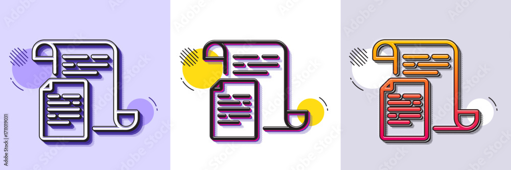 Aufkleber documents line icon. halftone dotted pattern. gradient icon with grain shadow. doc file page sign. o