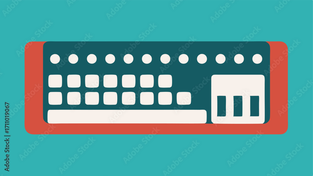 Poster adaptive keyboard a side view of a computer keyboard designed with larger keys and braille lettering