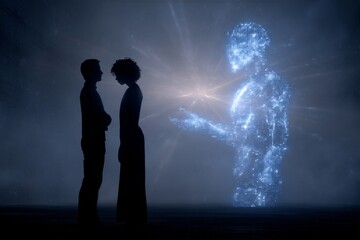 Couple communicates using an online intermediary. Generative AI