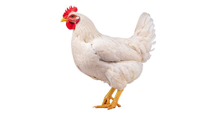 Fototapeta premium White broiler chicken standing on transparent background