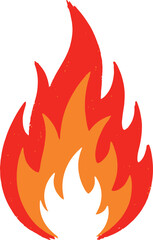 Stylized red and orange flame graphic element on transparent background