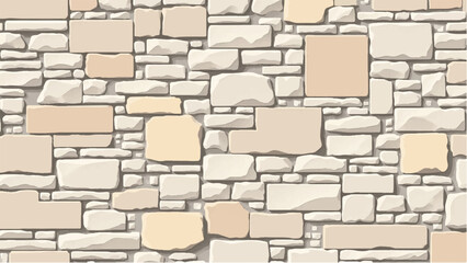 Stone wall background. Stone wall pattern for home exterior design texture backdrop. Vector illustration.	