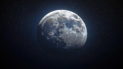 Obraz premium “Gibbous Moon in full detail, showing well-defined craters in Mare Imbrium and strong light-shadow contrast across the lunar surface.”