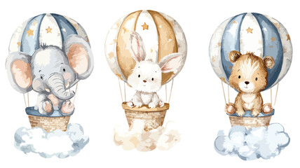 Adorable Watercolor Illustration of Cartoon Elephant and Mouse for Kids' Designs