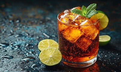 Refreshing beverage with lime and mint