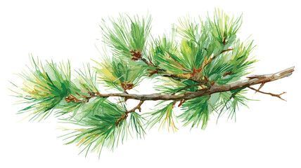 Elegant Watercolor Pine Branch on White Background for Creative Projects