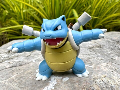 September 11 2025 - Figure Kamex (Blastoise) Pokemon - Toy Photography - Blastoise is walking through the forest