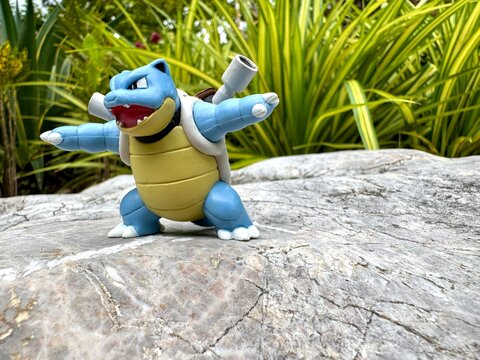 September 11 2025 - Figure Kamex (Blastoise) Pokemon - Toy Photography - Blastoise is walking through the forest