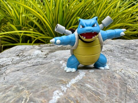 September 11 2025 - Figure Kamex (Blastoise) Pokemon - Toy Photography - Blastoise is walking through the forest