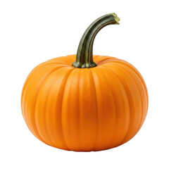 Obraz premium Bright orange pumpkin with a green stem isolated for autumn and halloween decor
