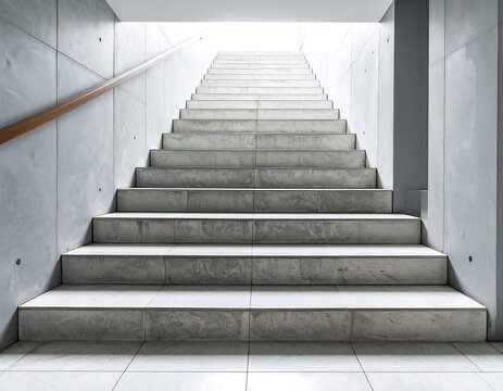 Wide, light-filled concrete stairway ascends