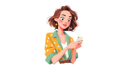 Stylish Woman Using Smartphone. Modern Female Holding Mobile Phone. Communication and Technology Concept.