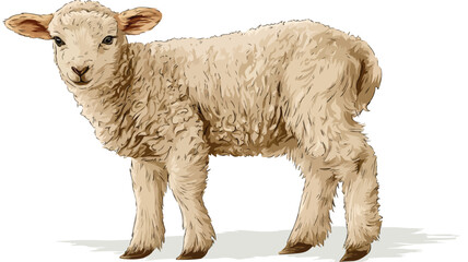 Vector Illustration of Young Sheep Lamb with Outline for Professional Designs