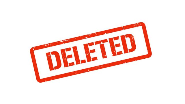 Deleted Distressed Rubber Stamp Animation – Grunge Red Text with Transparent Alpha Channel