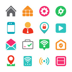 Colorful set of vector icon graphics on white background