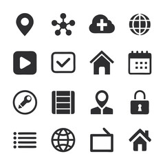 Collection of vector icons representing web and app features