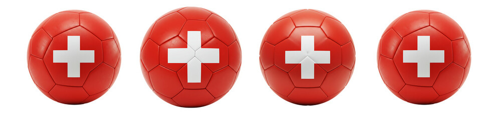 Switzerland Flag Soccer Ball On Isolated Transparent Background