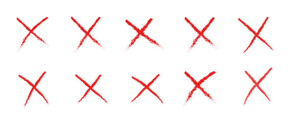 Red Brush Cross Marks X Symbols Wrong Error Sign Design Elements Set