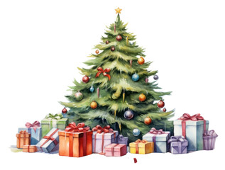 PNG festive Christmas tree gifts