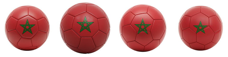 Morocco Flag Football Soccer Ball On Isolated Transparent Background