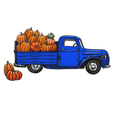 Pickup with pumpkins