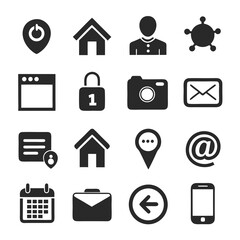 Collection of simple black and white line icon designs