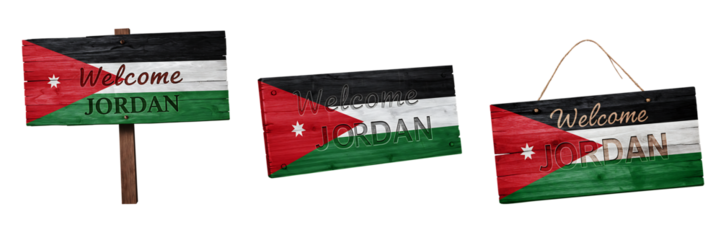 Jordan Wooden Hanging Flag Sign On Isolated Transparent Background