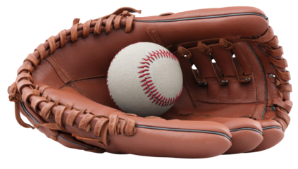 Baseball glove holding a ball