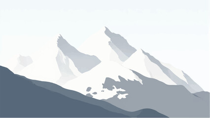 Mountains covered with snow. Mountains landscape. Snowy mountain range. Vector illustration.