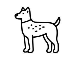 Cute, black and white cartoon dog illustration.