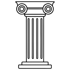 Ionic Column Line Drawing with Volutes and Fluted Shaft