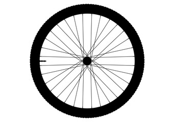 Naklejka premium A close-up of an MTB bicycle wheel, highlighting its spokes, hub, and tire—perfect for cycling and transportation themes. Vector. 