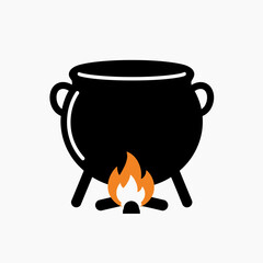 Enchanting Halloween cauldron bubbling with mystical magic, perfect for spooky season promotions and festive themed designs, originally a vector graphic