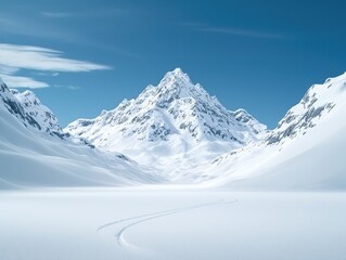 Obraz premium Snowy mountain landscape. Vast peaks, pristine snow