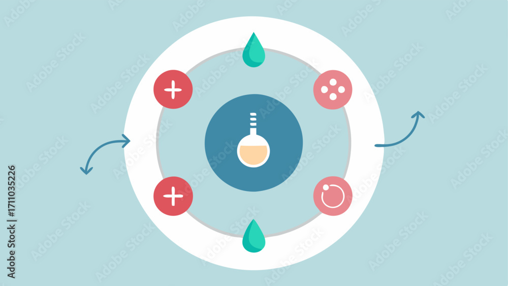 Poster Circular Graph An infographicstyle circular graph showing the benefits of exosomeinfused serum such as wrinkle reduction hydration and increased elasticity with icons representing