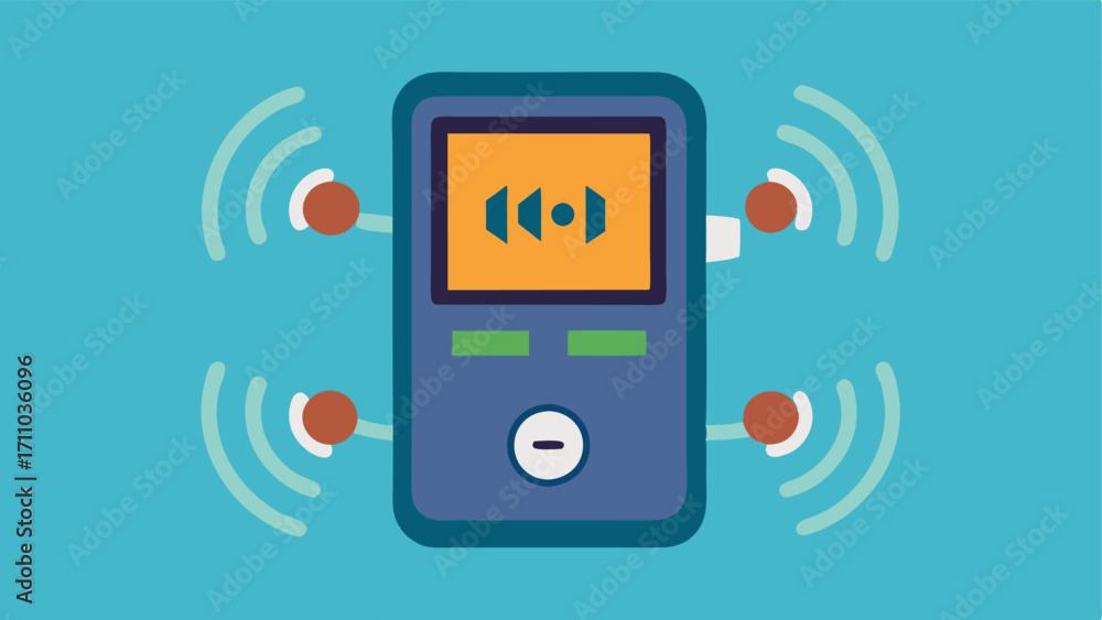 Poster audio guide device a userfriendly handheld audio guide with buttons clearly labeled in contrasting c