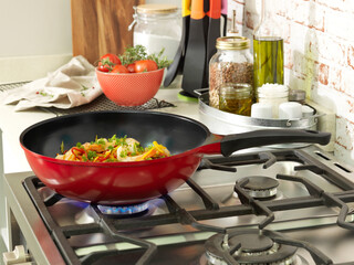 cooking dinner on high heat