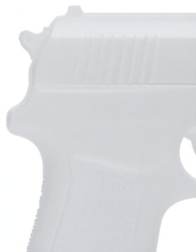 Close-up of a white handgun