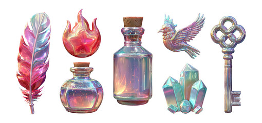 Colorful Isolated Objects in Various Shapes with Transparent Background