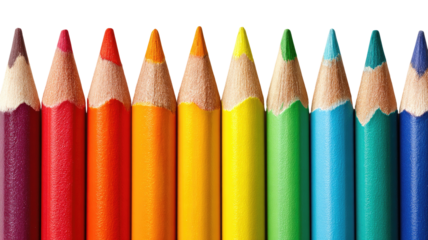 Close-up of colorful pencils in a row
