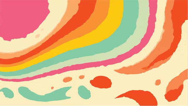 Retro wavy abstract background. Colorful wave pattern. Rainbow groovy wavy line design. Wavy background.