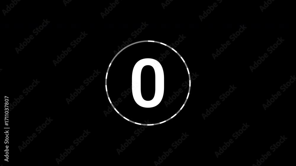 Poster minimalist and modern circle countdown timer 5 seconds animation from 5 to 0 seconds, 5 seconds coun