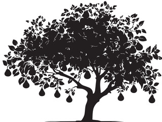 Fototapeta premium Natural pear tree silhouette with graceful artistic style