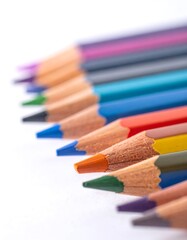 Colorful Pencils Arranged in a Row.