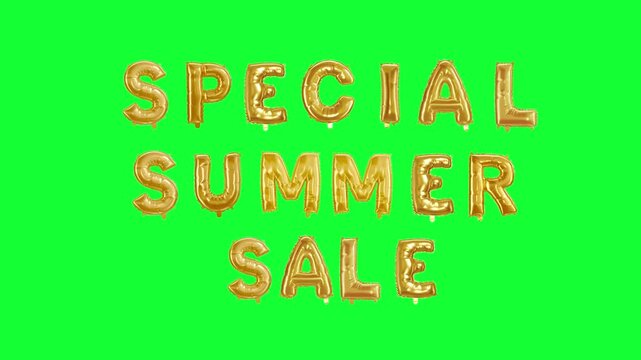 foil balloon Summer sale banner. Special discount offer to end of season bright design template. Final seasonal clearance promotion green background