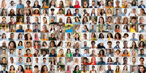 A vibrant collage showcases joyful faces from a diverse group of individuals. Each person embodies unique backgrounds, cultures, and expressions, highlighting unity in diversity.