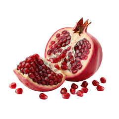 pomegranate isolated on transparent background with alpha channel