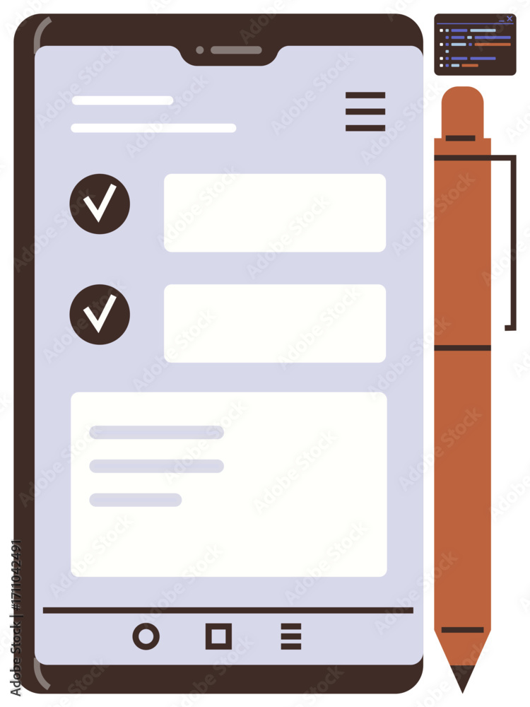 Leinwandbilder tablet displaying task checklist with checkmarks, stylus, and minimal interface. ideal for productiv