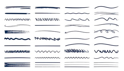 Collection of diverse hand-drawn lines, strokes, and decorative elements in varying styles.