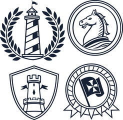 Heraldic coat of arms vector illustration design with vintage symbol and grunge art frame